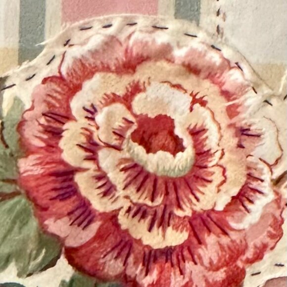 American Eagle Upcycled Patchwork Floral Design Jean Jacket OOAK Boho Size XL - Picture 4 of 9